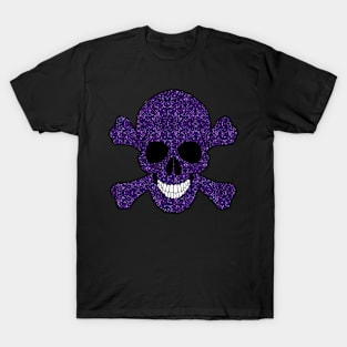 Faux Purple Glitter Skull And Crossbones T-Shirt